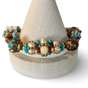 Vintage Pam Hiran Turquoise Beaded Bracelet